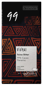 Czekolada gorzka 99% kakao EKO 80g Vivani