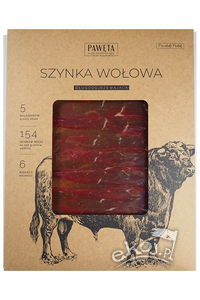 Szynka wołowa dojrzewająca plastry 50g Pawęta