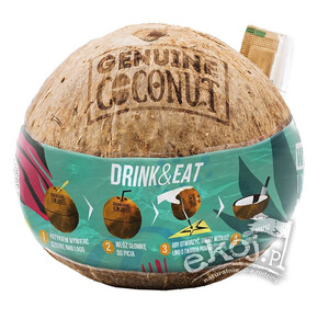 Kokos BIO ze słomką 1 szt. Genuine Coconut